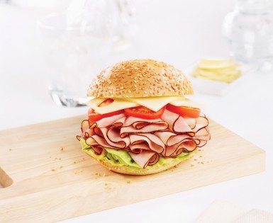 Kaiser rolls with black forest smoked ham and italian mayonnaise