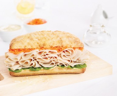 Banh Mi baguette with cooked turkey breast